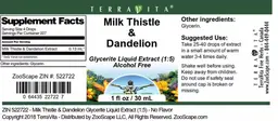 Label for Milk Thistle & Dandelion