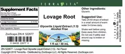 Label for Lovage Root
