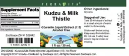 Label for Kudzu & Milk Thistle