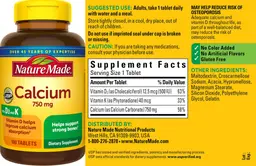 Label for Calcium 750 mg