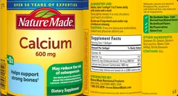 Label for Calcium 600 mg