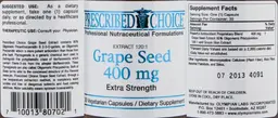 Label for Grape Seed 400 mg Extra Strength