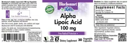 Label for Alpha Lipoic Acid 100 mg