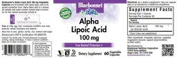 Label for Alpha Lipoic Acid 100 mg