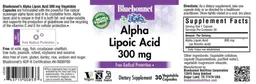 Label for Alpha Lipoic Acid 300 mg