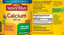 Label for Calcium 600 mg 