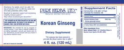 Label for Korean Ginseng