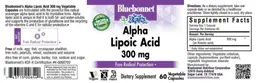 Label for Alpha Lipoic Acid 300 mg