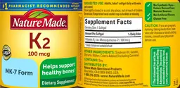 Label for K2 100 mcg