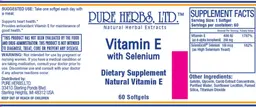 Label for Vitamin E with Selenium