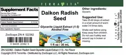 Label for Daikon Radish Seed