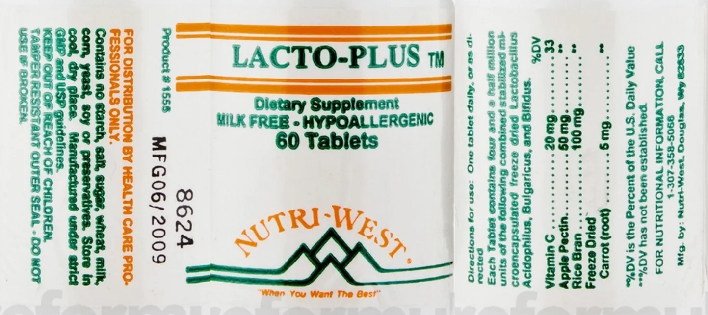 Label for Lacto-Plus 60 Tablets