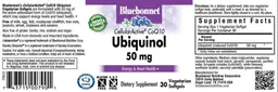 Label for CellularActive CoQ10 Ubiquinol 50 mg