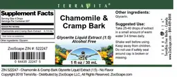 Label for Chamomile & Cramp Bark