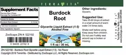 Label for Burdock Root