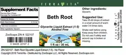 Label for Beth Root