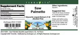 Label for Saw Palmetto