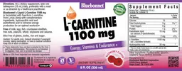 Label for Liquid L-Carnitine 1100 mg Raspberry Flavor