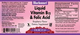 Label for Liquid Vitamin B12 & Folic Acid Raspberry Flavor