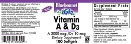 Label for Vitamin A 3000 mcg & D3 10 mcg