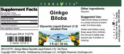Label for Ginkgo Biloba