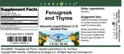 Label for Fenugreek and Thyme