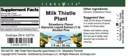 Label for Milk Thistle Plant Strawberry Flavor