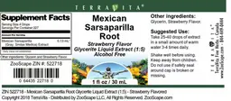 Label for Mexican Sarsaparilla Root Strawberry Flavor