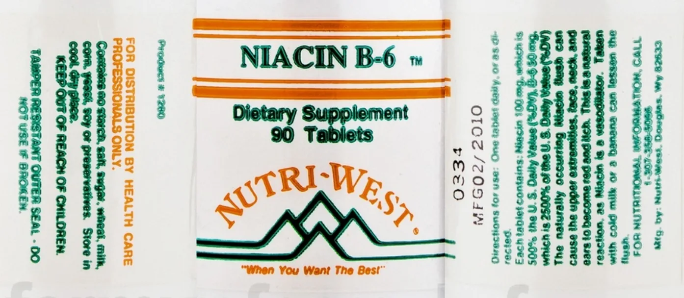 Label for Niacin B-6