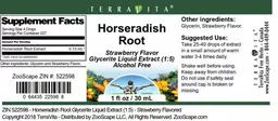 Label for Horseradish Root Strawberry Flavor