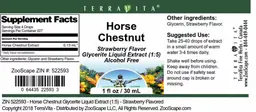 Label for Horse Chestnut Strawberry Flavor
