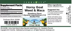 Label for Horny Goat Weed & Maca Strawberry Flavor