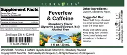 Label for Feverfew & Caffeine Strawberry Flavor