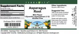 Label for Asparagus Root Mint Flavor