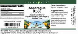 Label for Asparagus Root Strawberry Flavor