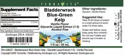 Label for Bladderwrack Blue-Green Kelp Vanilla Flavor