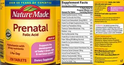 Label for Prenatal Folic Acid
