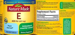 Label for E 400 IU (267 mg)