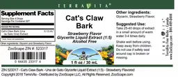 Label for Cat's Claw Bark Strawberry Flavor