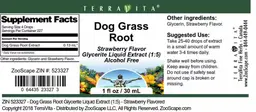 Label for Dog Grass Root Strawberry Flavor