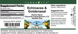 Label for Echinacea & Goldenseal Vanilla Flavor