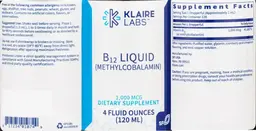 Label for B12 Liquid 1,000 mcg