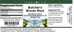 Label for Butcher's Broom Root Strawberry Flavor