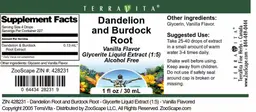 Label for Dandelion and Burdock Root Vanilla Flavor