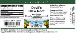 Label for Devil's Claw Root Mint Flavor