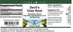 Label for Devil's Claw Root Strawberry Flavor