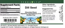 Label for Dill Seed Chocolate Flavor
