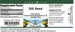 Label for Dill Seed Mint Flavor