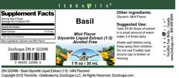Label for Basil Mint Flavor