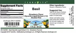 Label for Basil Strawberry Flavor